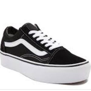 Black and White Old School Platform Vans